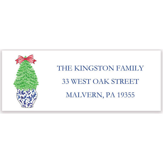 Navy Christmas Holiday Return Address Labels